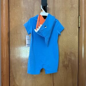 12 month shark hoodie with teeth one piece